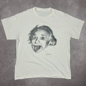 Vintage Albert‎ Einstein Tongue Sticking Out White Tshirt  L